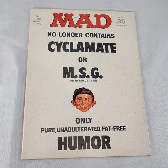 Mad Magazine Issue # 133 March 1970 No Cyclamate or M.S.G. Norman Mingo Cover VG - Picture 1 of 9
